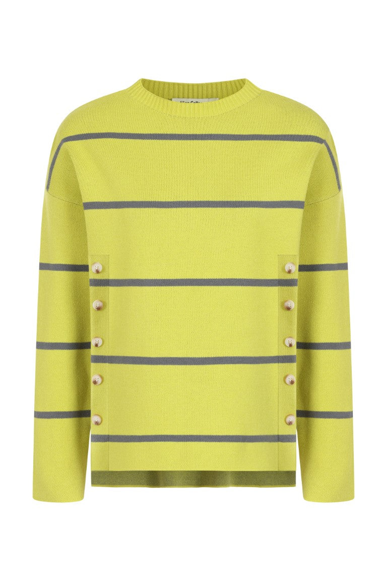Karlie Button Stripe Pullover