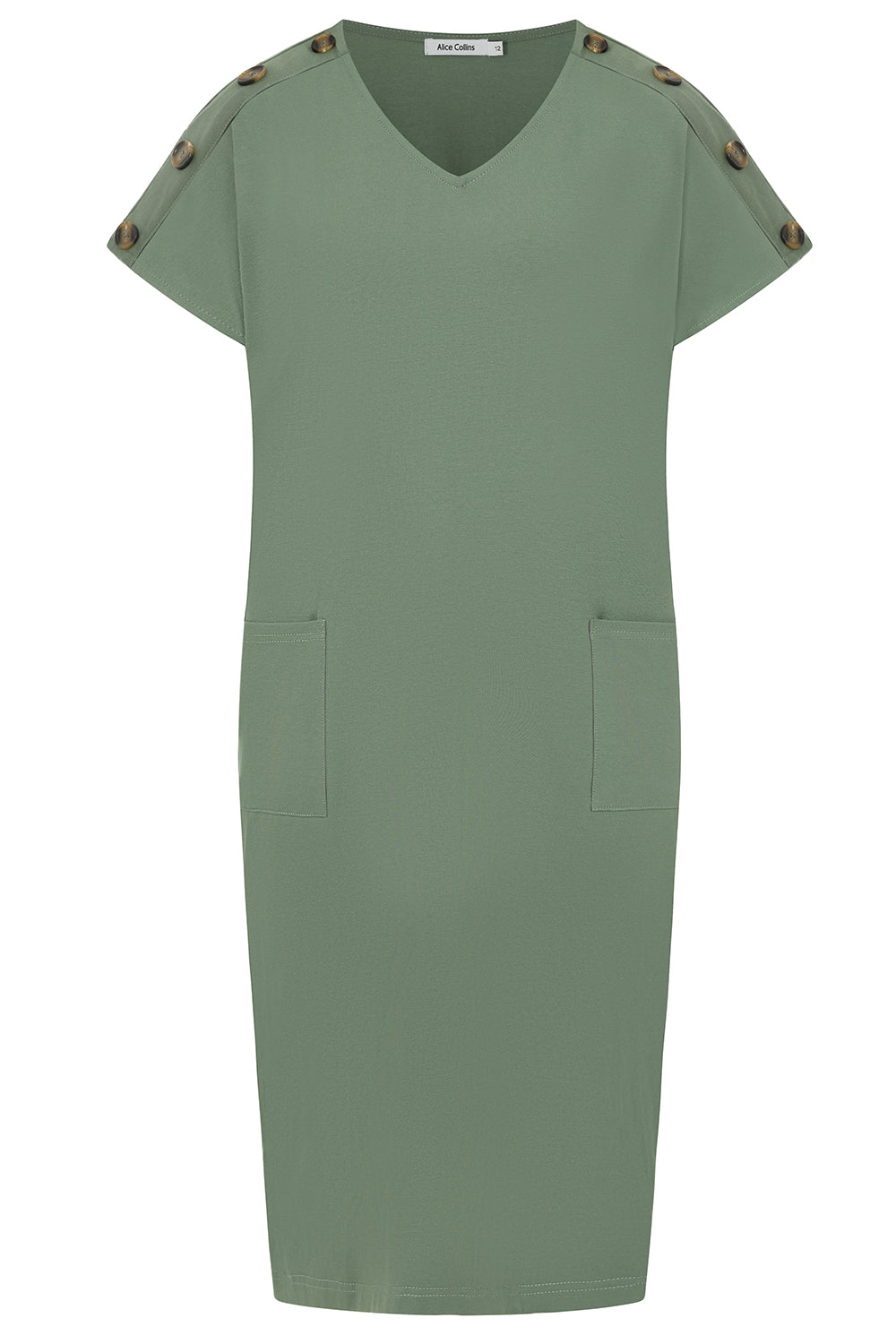 Button Shoulder Dress