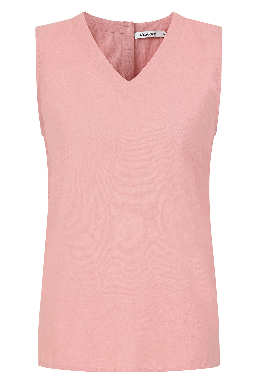 Rose Plain V-Neck Sleeveless Top