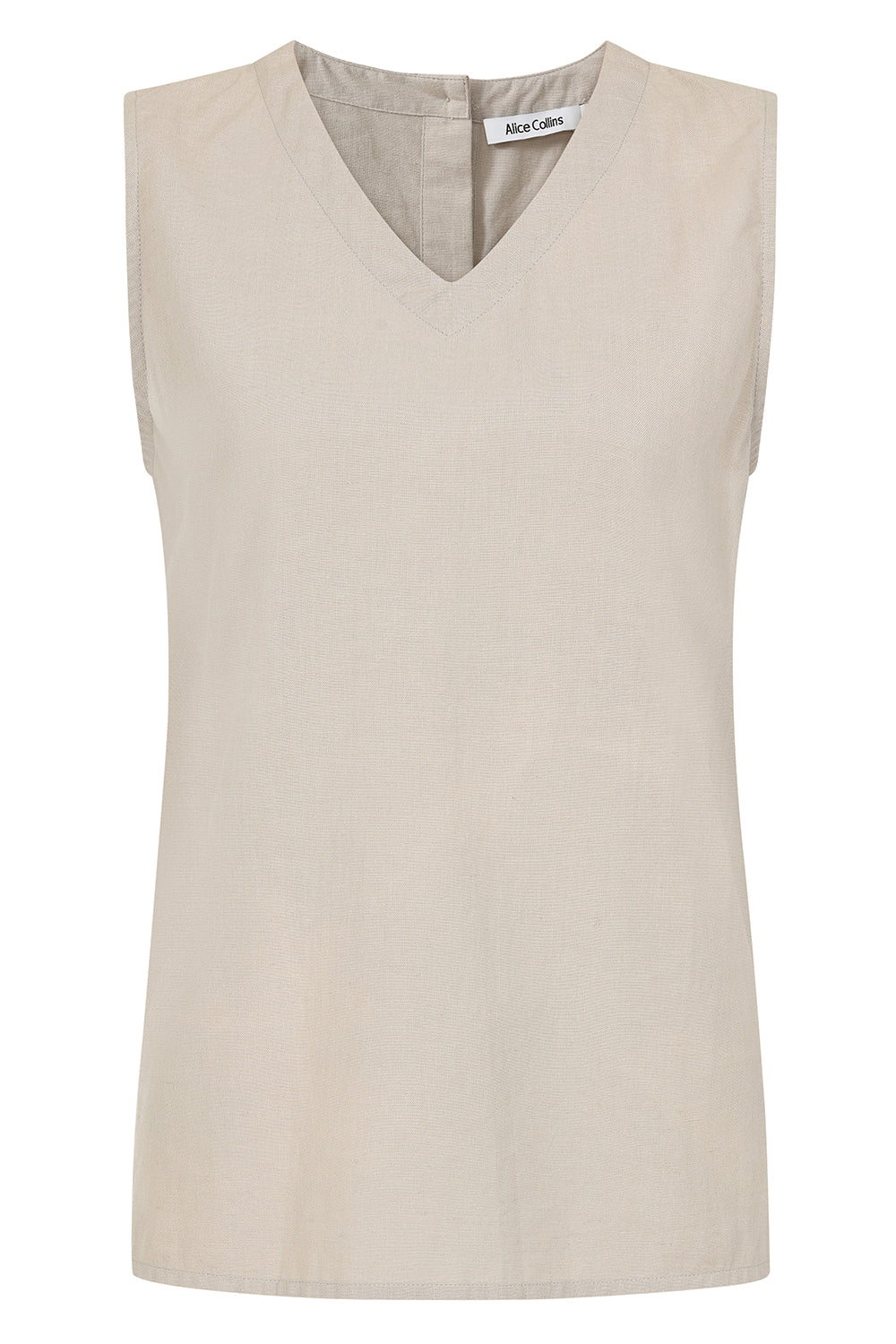 Rose Plain V-Neck Sleeveless Top