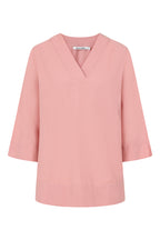 Rose Plain V-Neck Long Sleeve Top