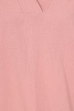 Rose Plain V-Neck Long Sleeve Top