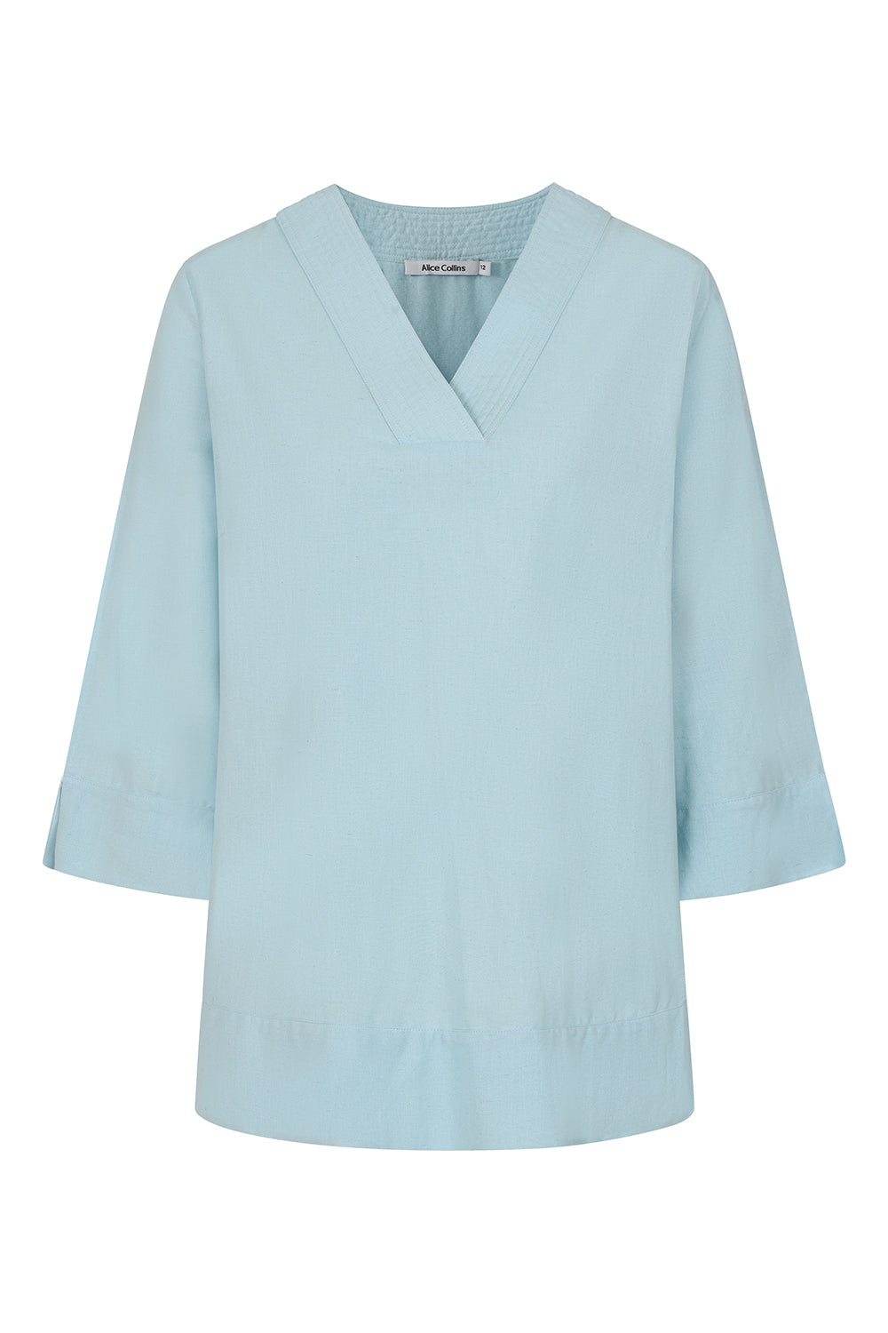 Rose Plain V-Neck Long Sleeve Top