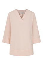 Rose Plain V-Neck Long Sleeve Top
