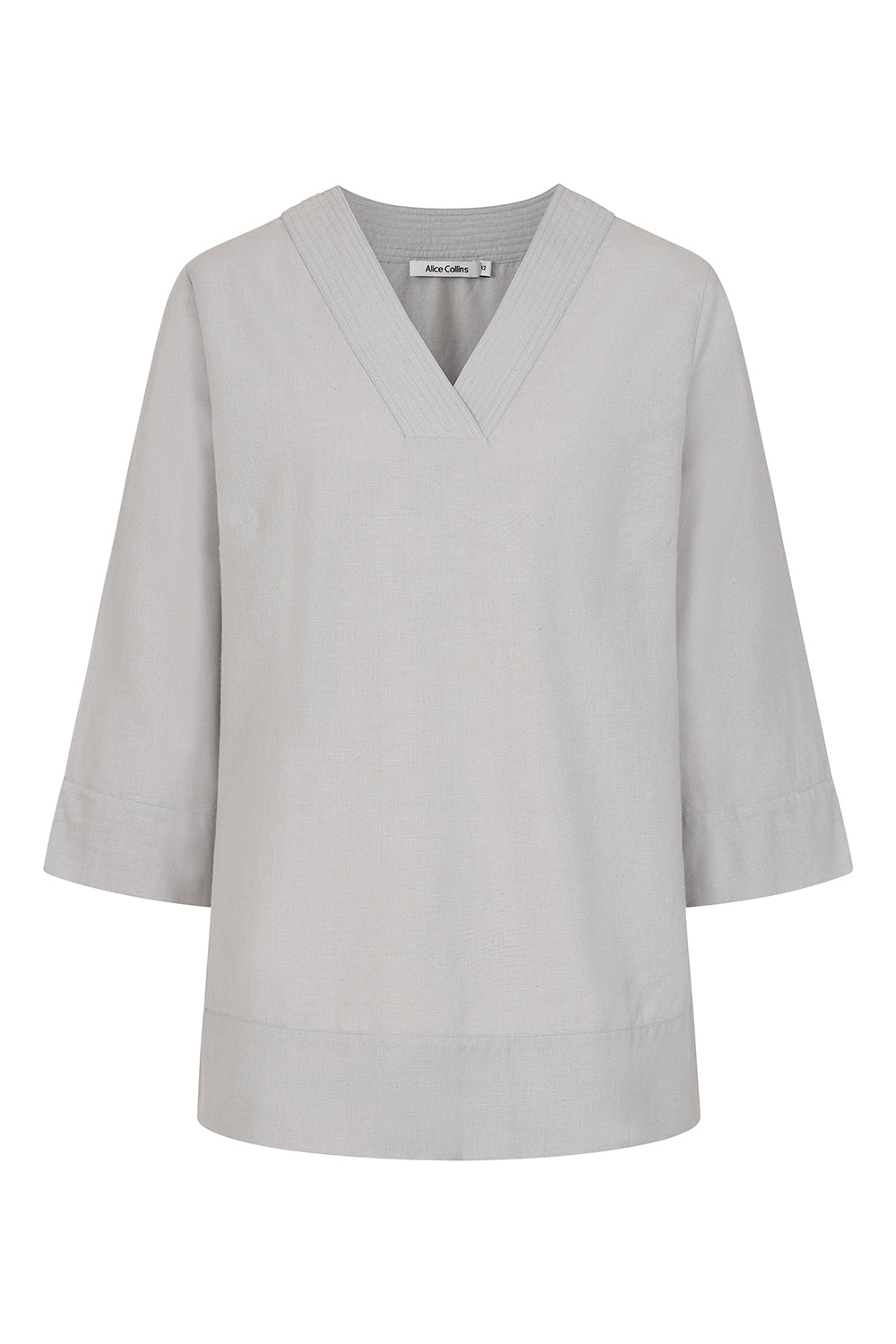 Rose Plain V-Neck Long Sleeve Top