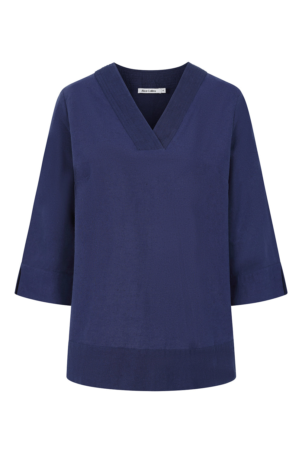 Rose Plain V-Neck Long Sleeve Top