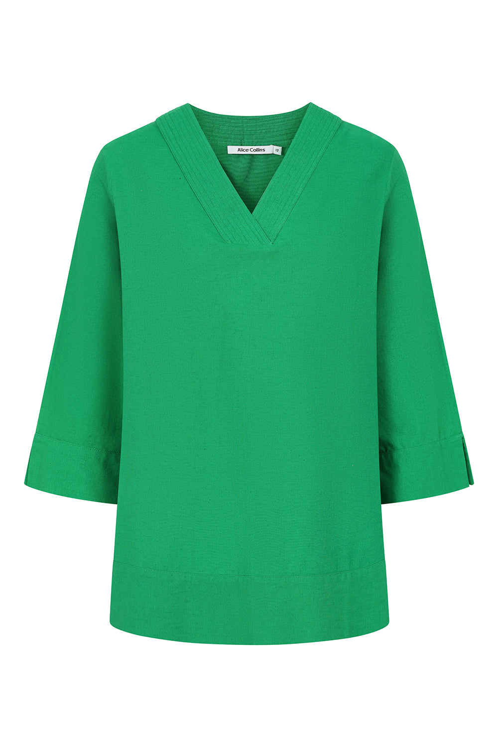 Rose Plain V-Neck Long Sleeve Top