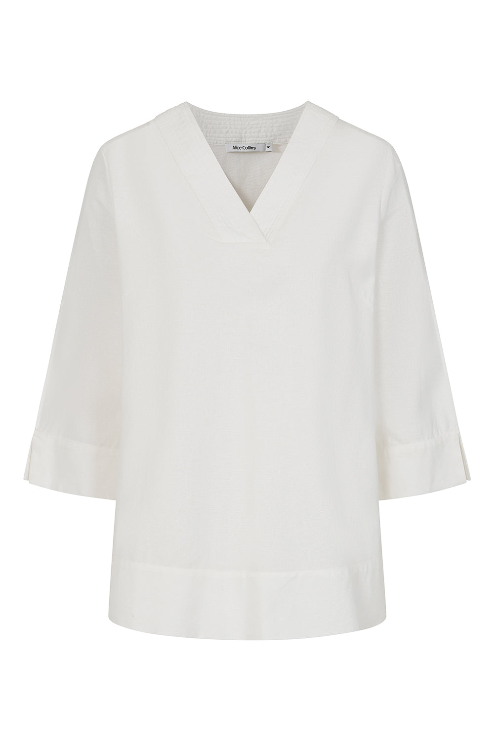 Rose Plain V-Neck Long Sleeve Top