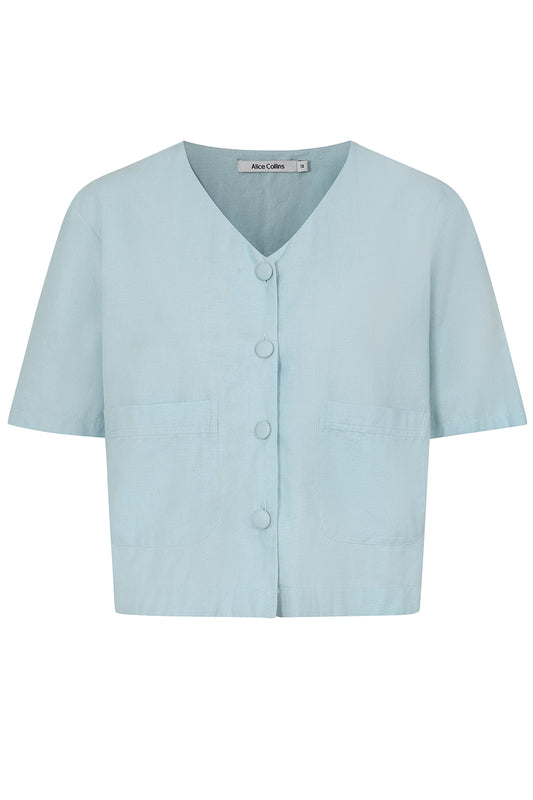 Rose Plain V Button Top