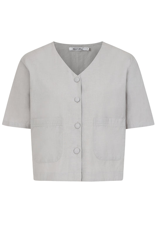 Rose Plain V Button Top