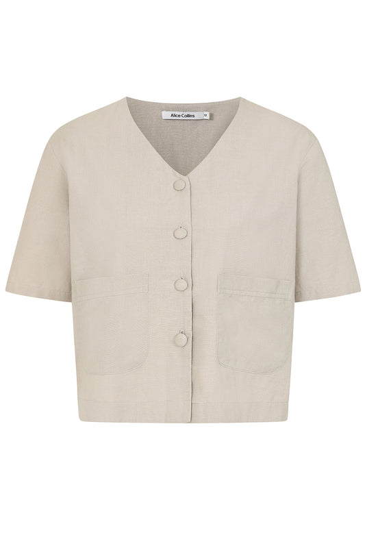 Rose Plain V Button Top