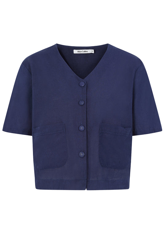 Rose Plain V Button Top