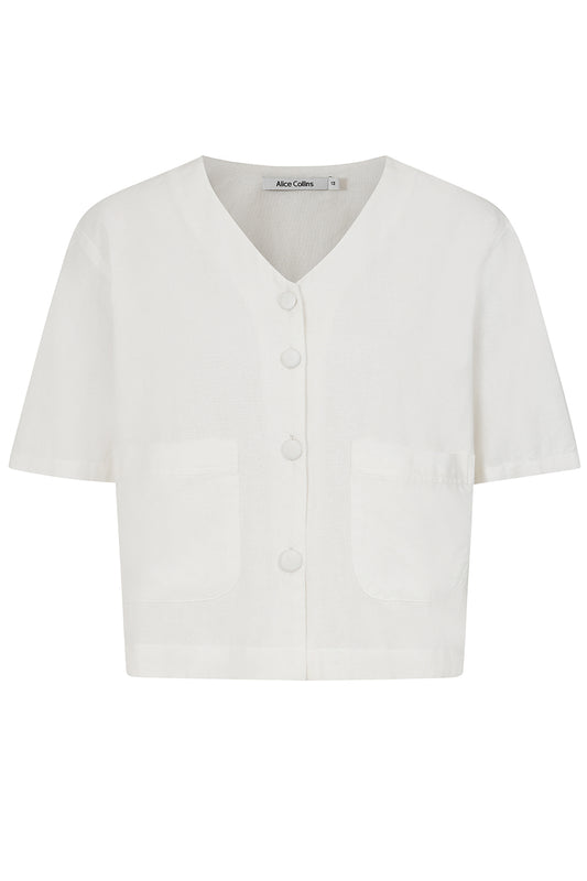 Rose Plain V Button Top