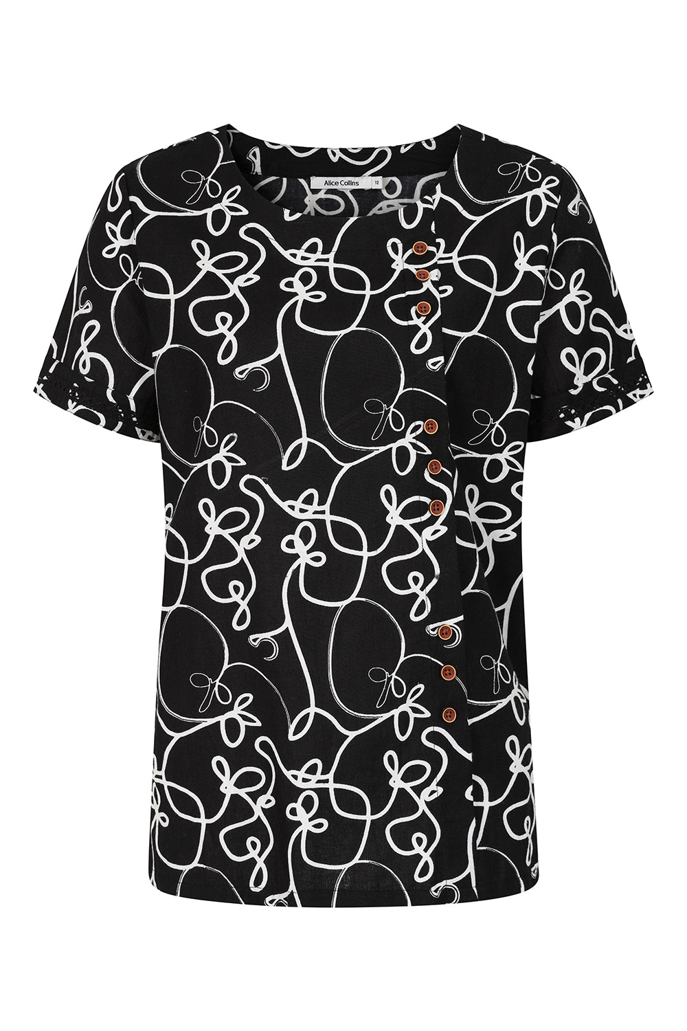 Alaia Swirl Print Button Top