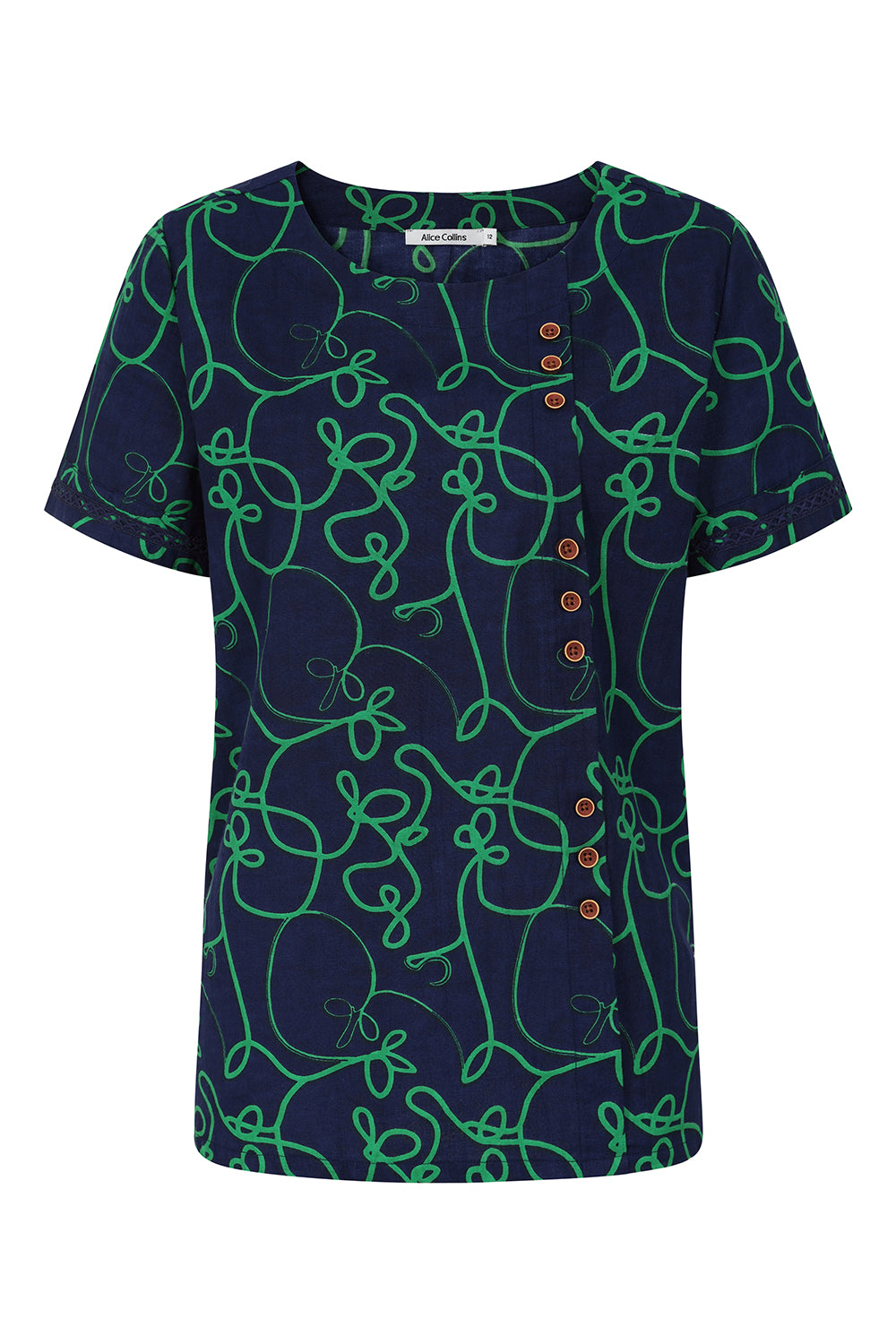 Alaia Swirl Print Button Top