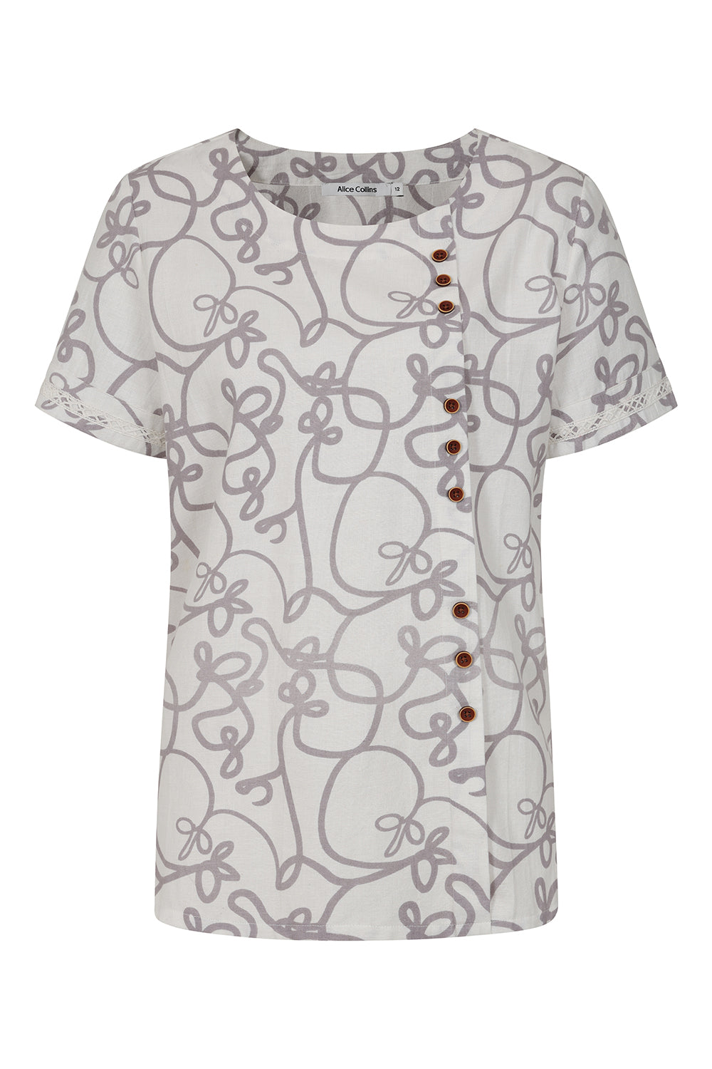 Alaia Swirl Print Button Top