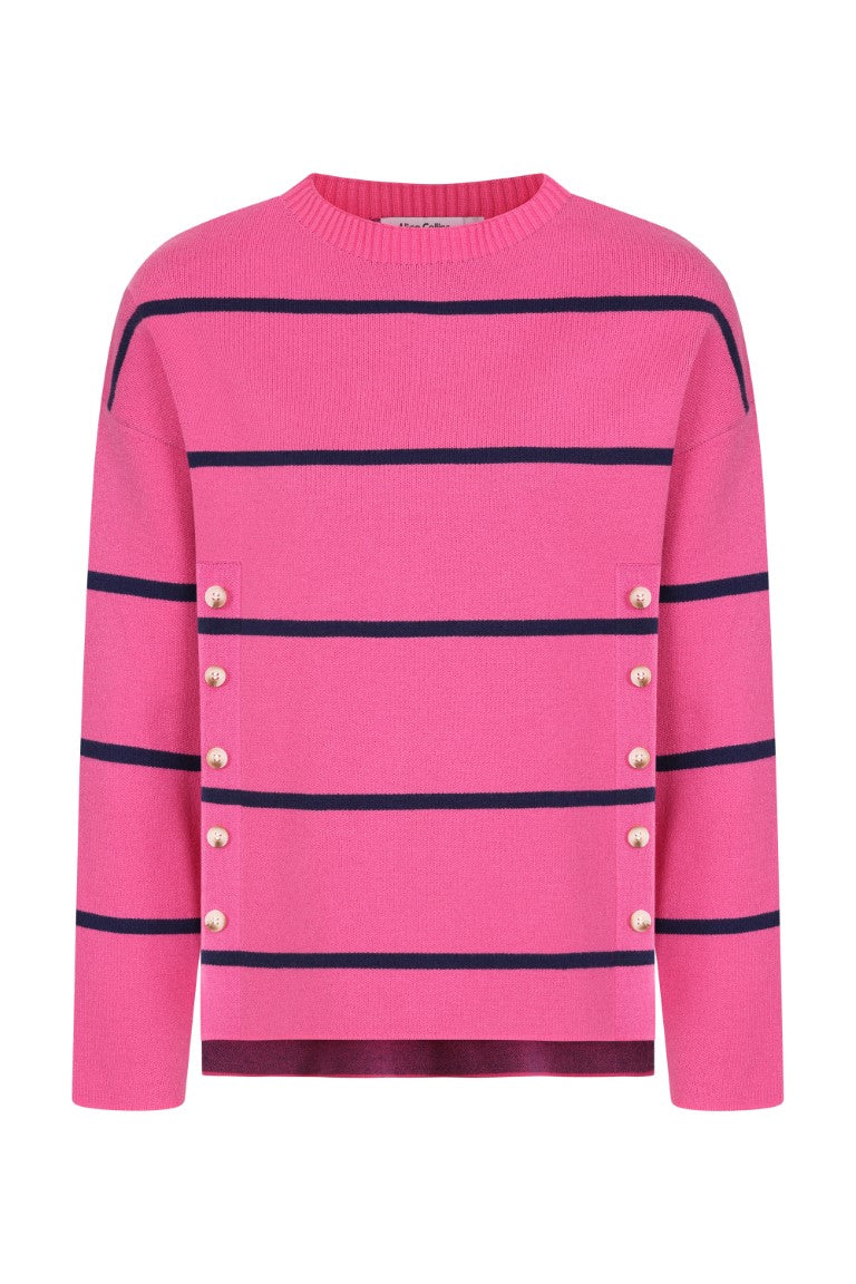 Karlie Button Stripe Pullover