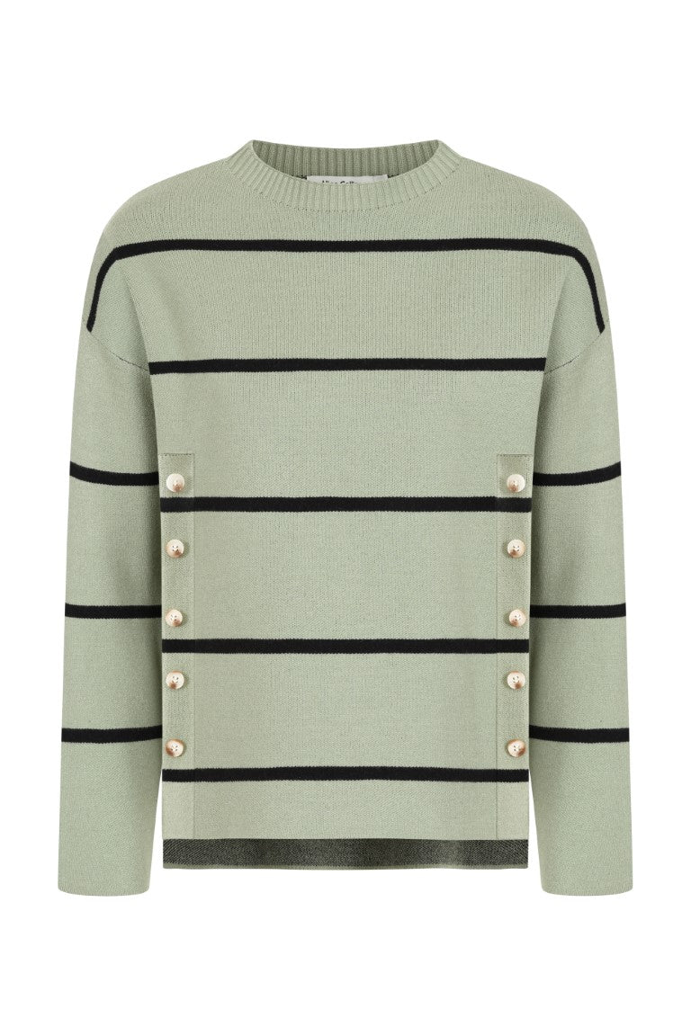 Karlie Button Stripe Pullover