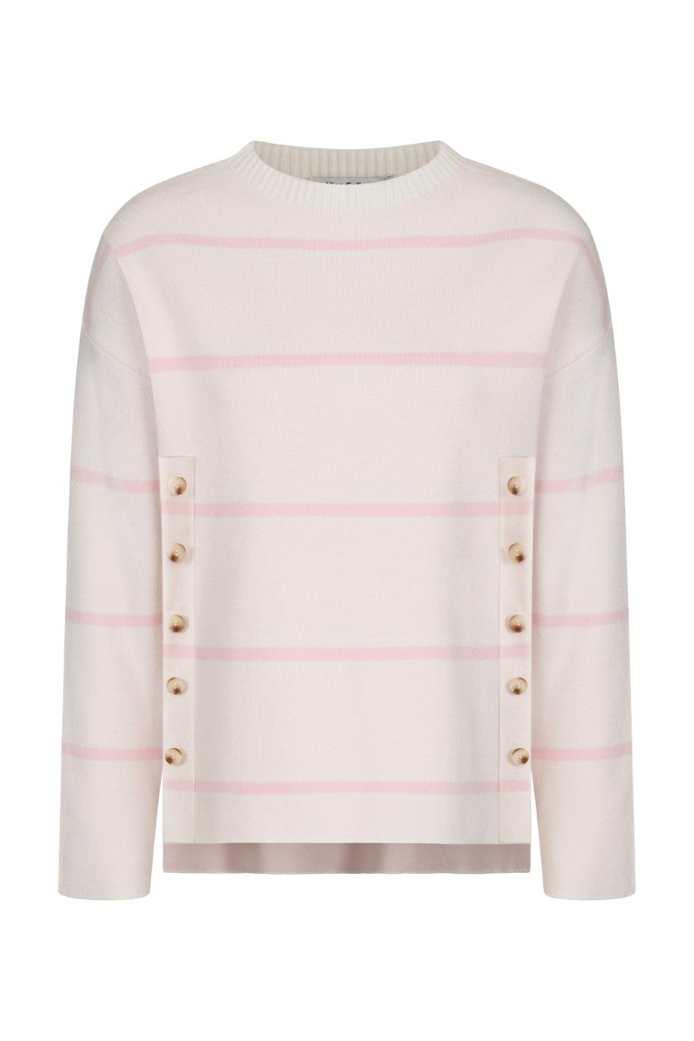 Karlie Button Stripe Pullover