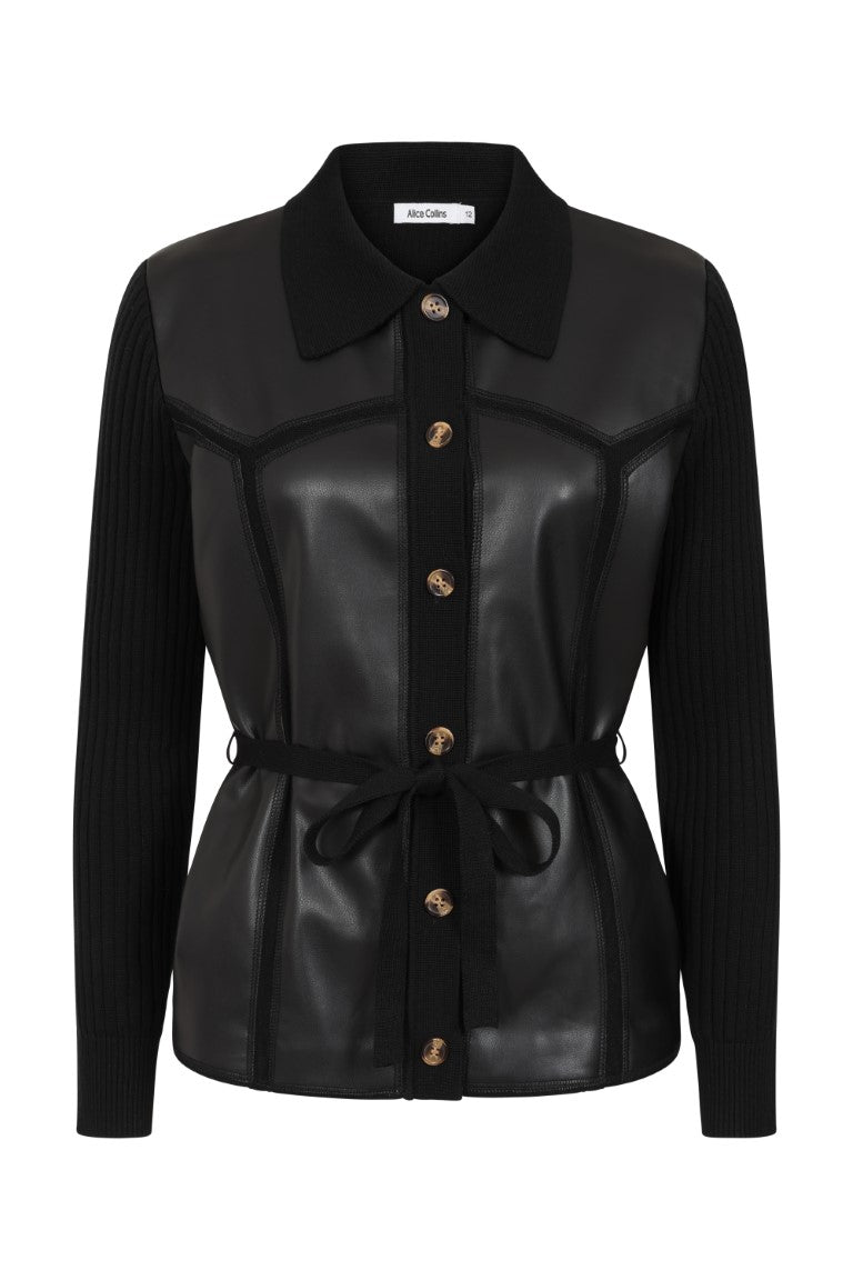 Bree Leather Effect Cardigan