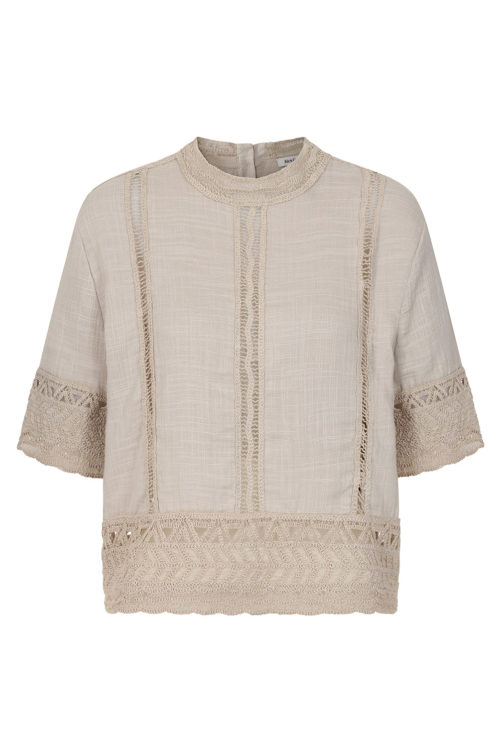 Francoise Top dress Woman wearing a beige outfit  Beige textured blouse