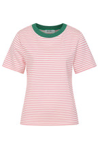 Miley T-Shirt Alice Collins Woman dress Pink and white striped t-shirt with green collar