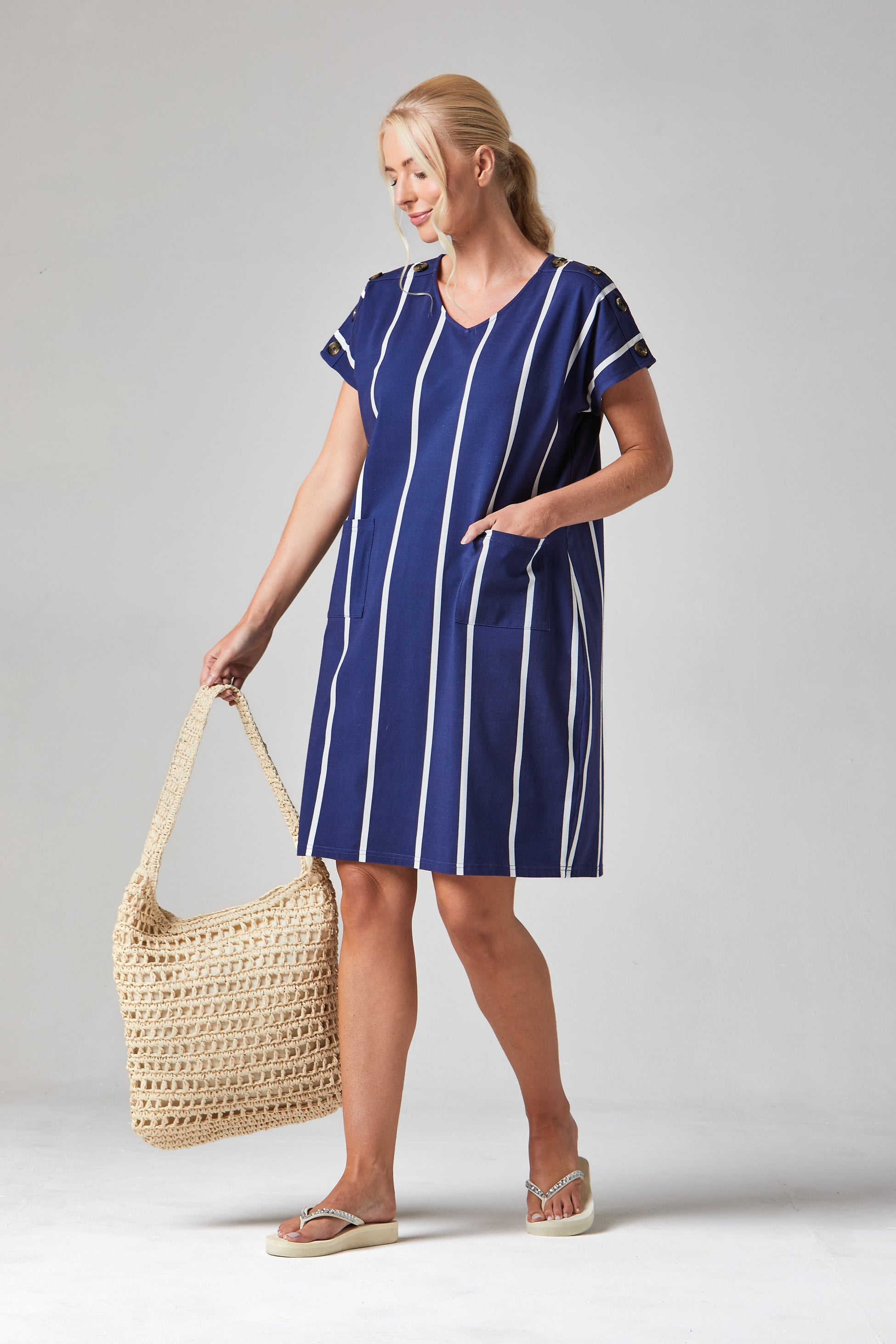 alice collins dress linen Alice Collins Harriet Dress, Navy Leaf
