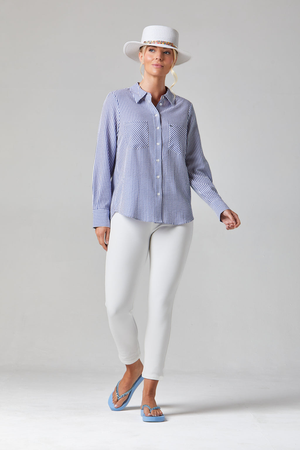 Blue striped Amara shirt buy online Alice Collins