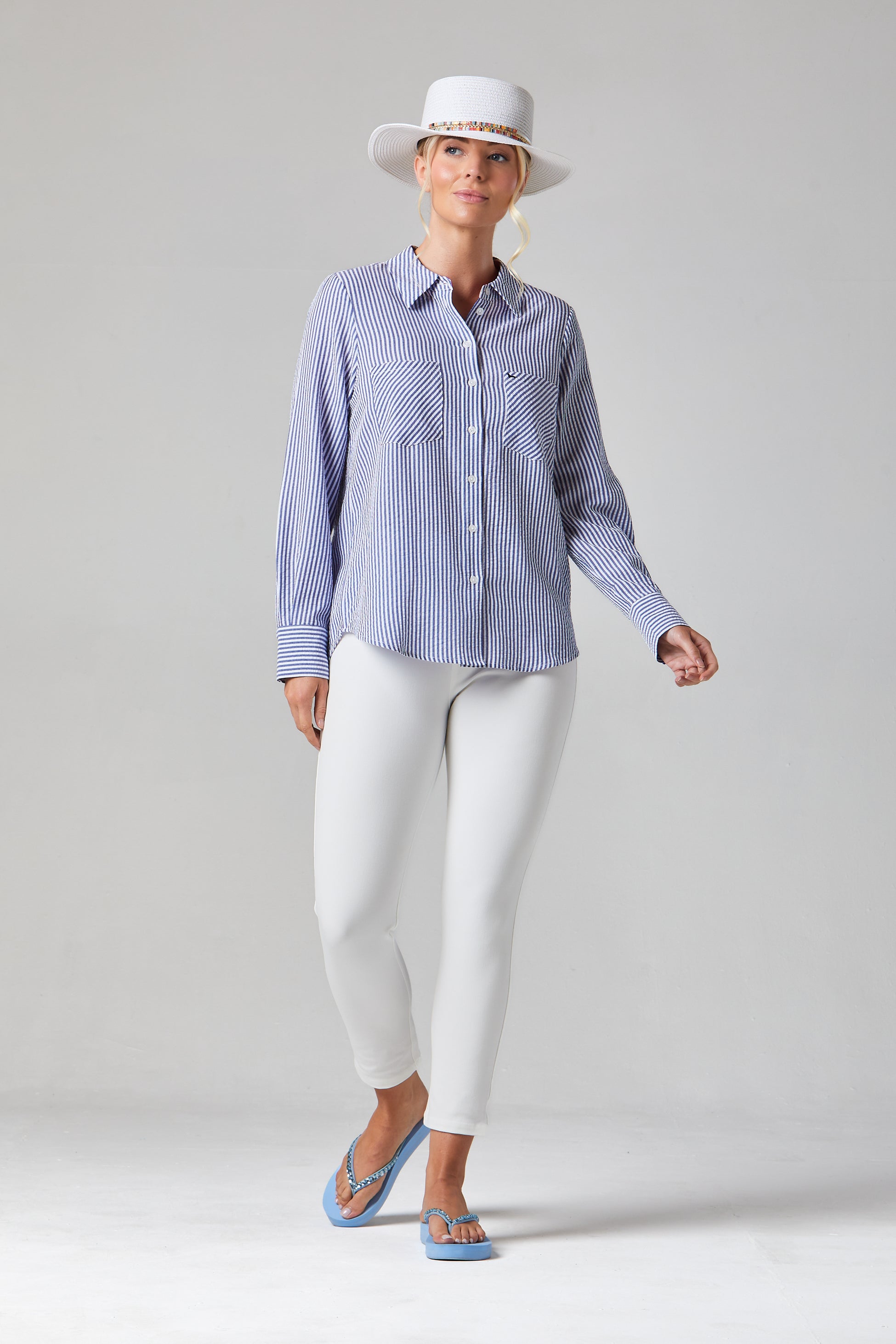 Blue striped Amara shirt buy online Alice Collins