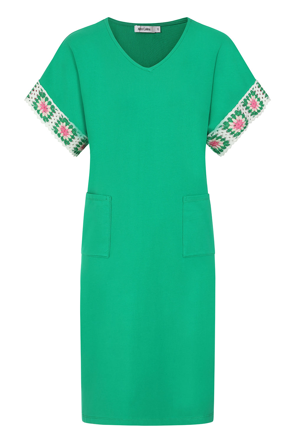 Buy CASSIE DRESS online Alice Collins Green dress with floral embroidery on sleeves