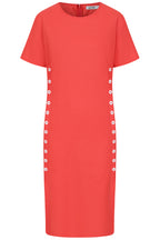Buy Online Kylie Dress Alice Collins Red dress with white button details