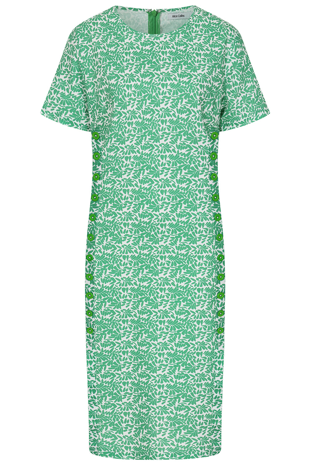 Buy Online Kylie Print Dress Alice Collins  Green dress with white floral pattern