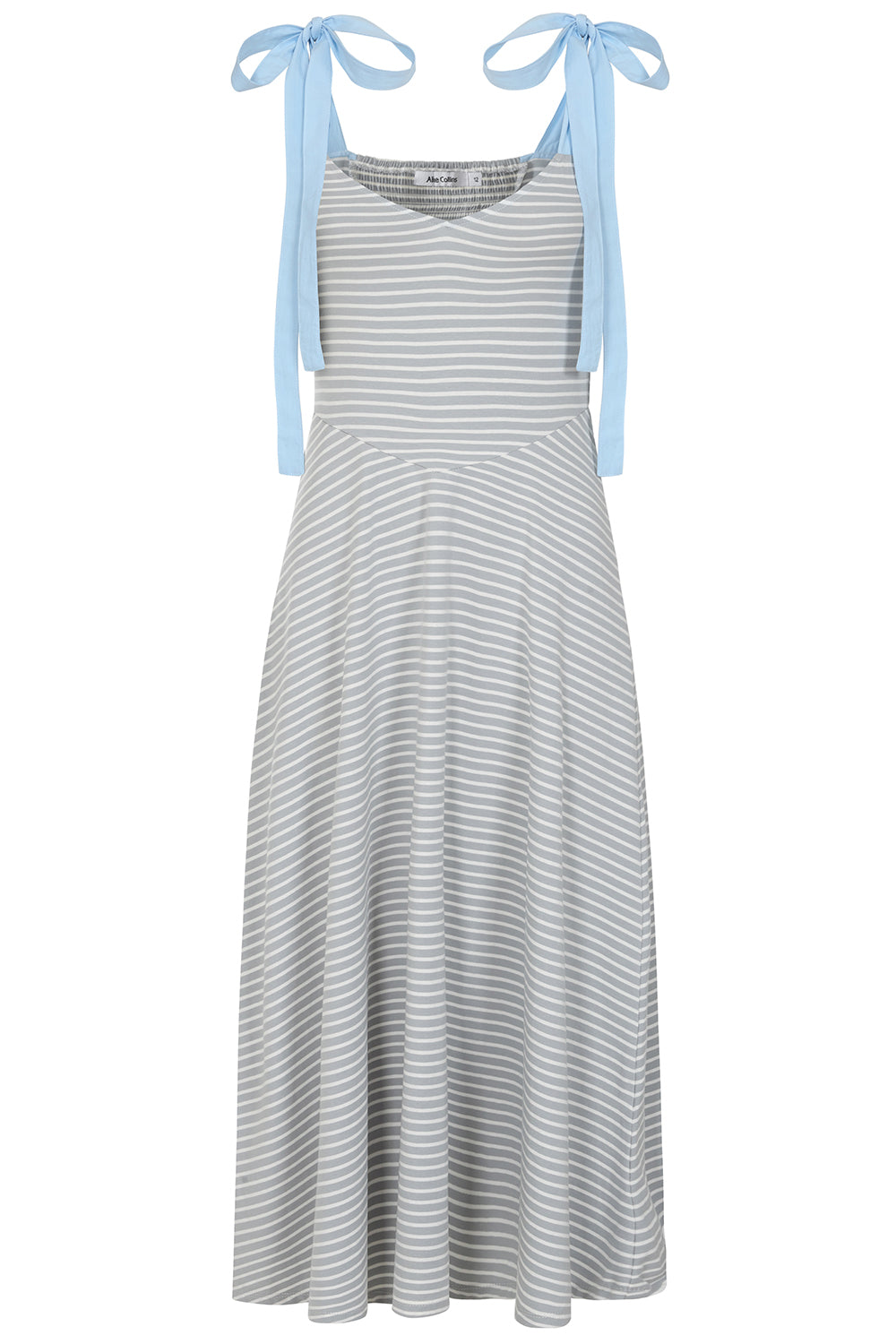 Buy Online Gini Sun Dress Alice Collins Striped dress with light blue ribbon straps