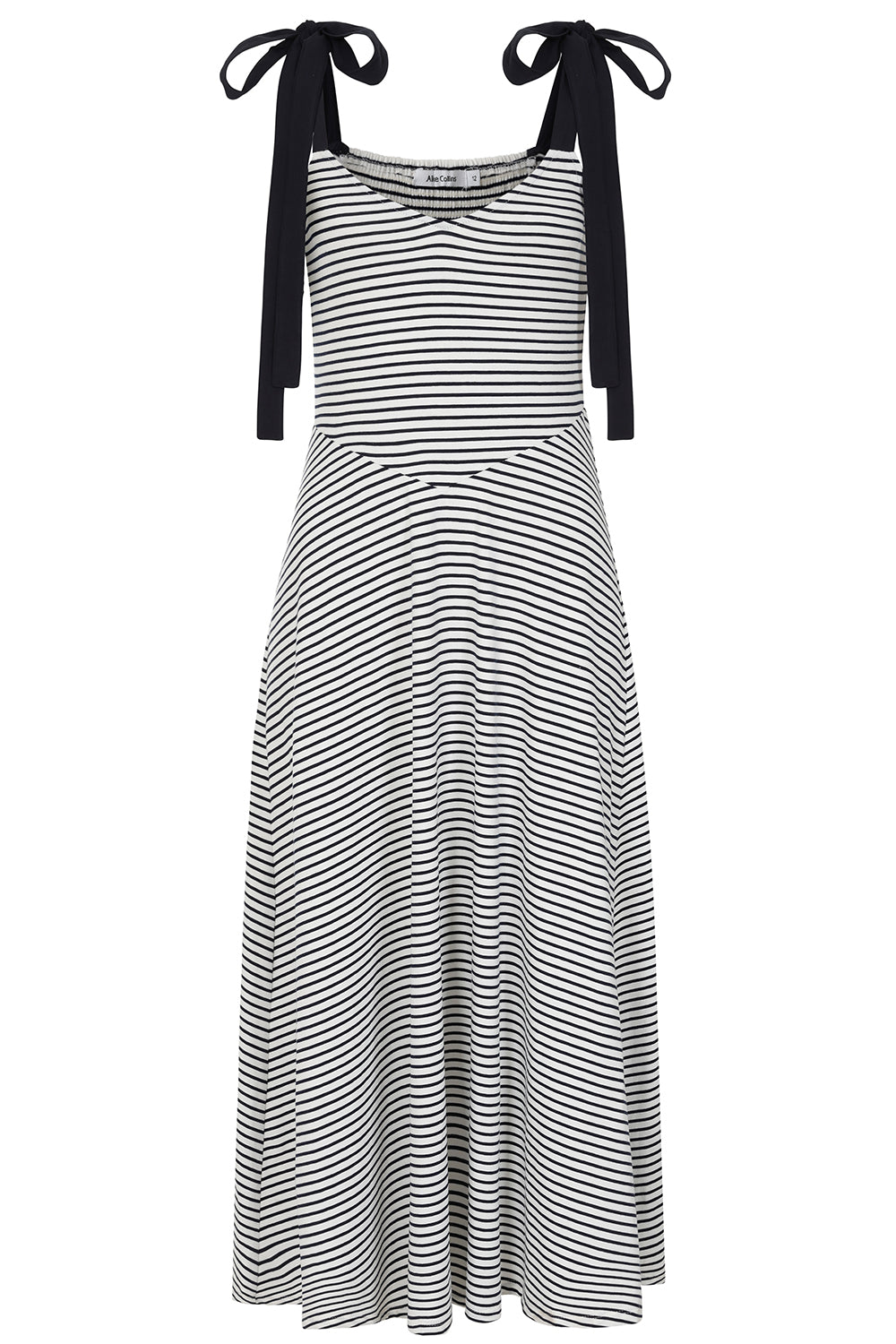 Buy Online Gini Sun Dress Alice Collins Black and white striped dress with bow straps