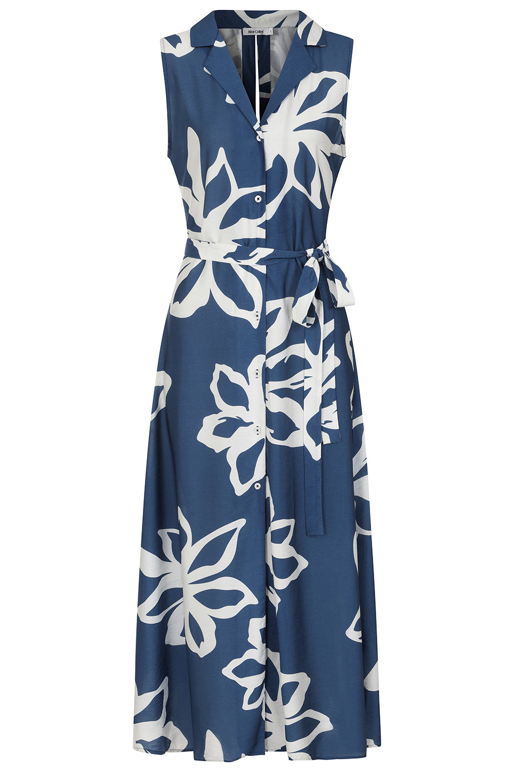 Buy Online MAIRI DRESS Alice Collins Blue dress with white floral pattern