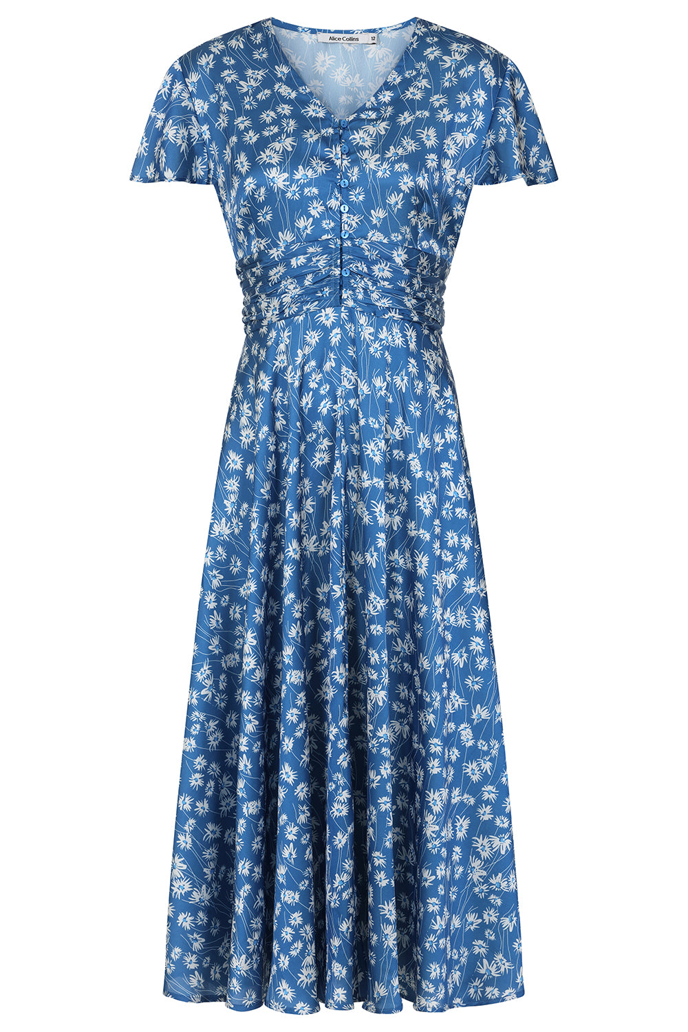 Buy Online Claudia Dress Alice Collins Blue floral dress on a white background