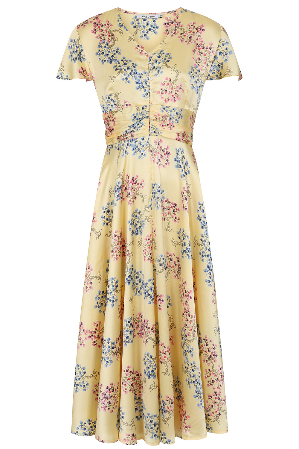 Buy Online Claudia Dress Alice Collins  Yellow floral dress on a white background