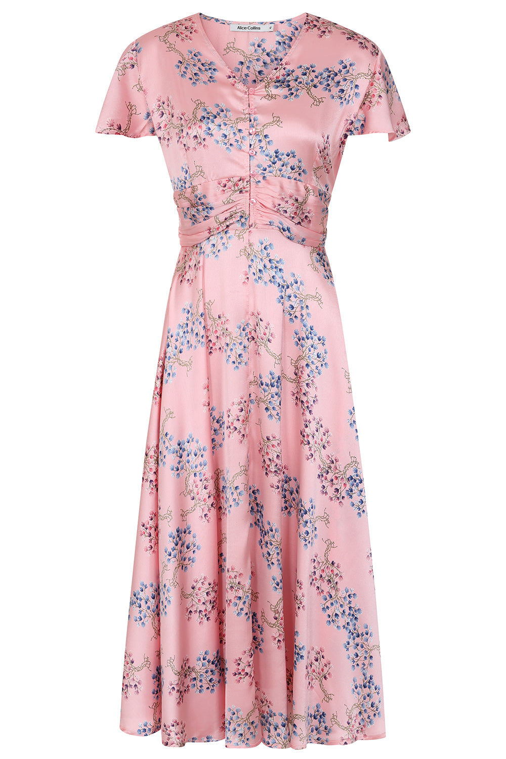 Buy Online Claudia Dress Alice Collins Pink floral dress on a white background