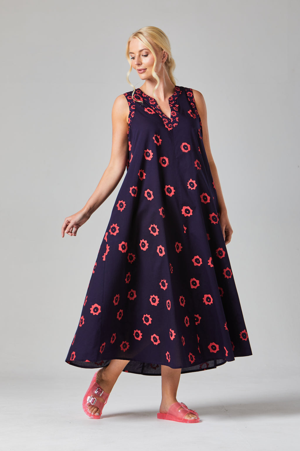 Buy Online Patsy Dress Alice Collins - RICH NAVY RED