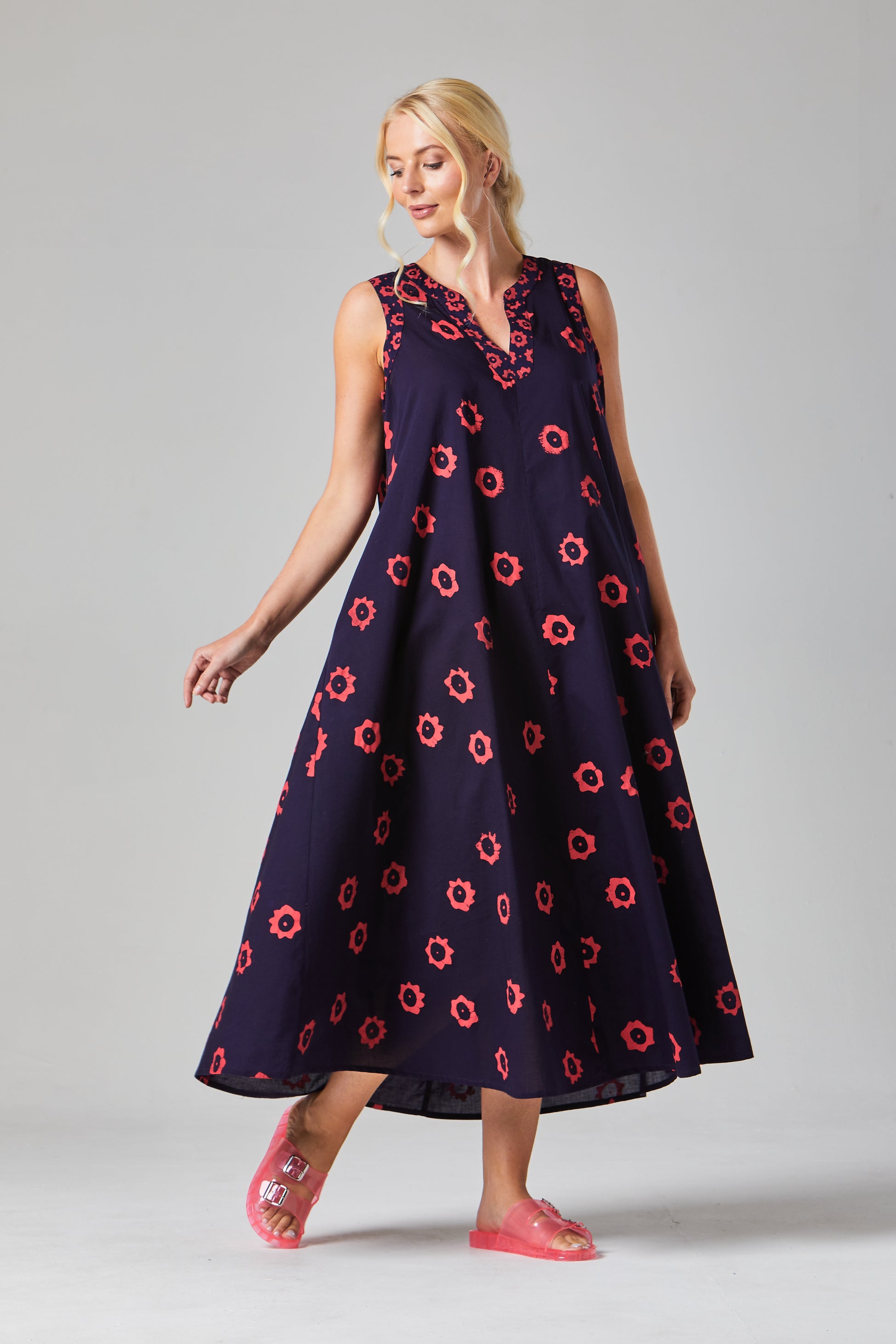Buy Online Patsy Dress Alice Collins - RICH NAVY RED