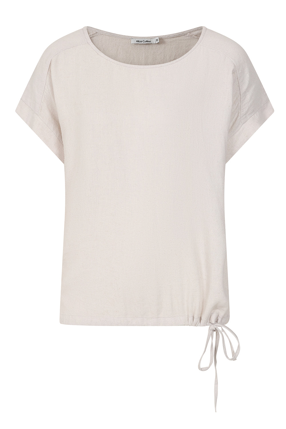 Buy Online Camille Top Alice Collins - Beige t-shirt with a drawstring on a white background