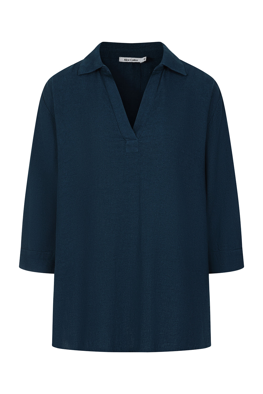 Buy Online Colette Shirt Alice Collins - Navy blue shirt with a collar on a white background