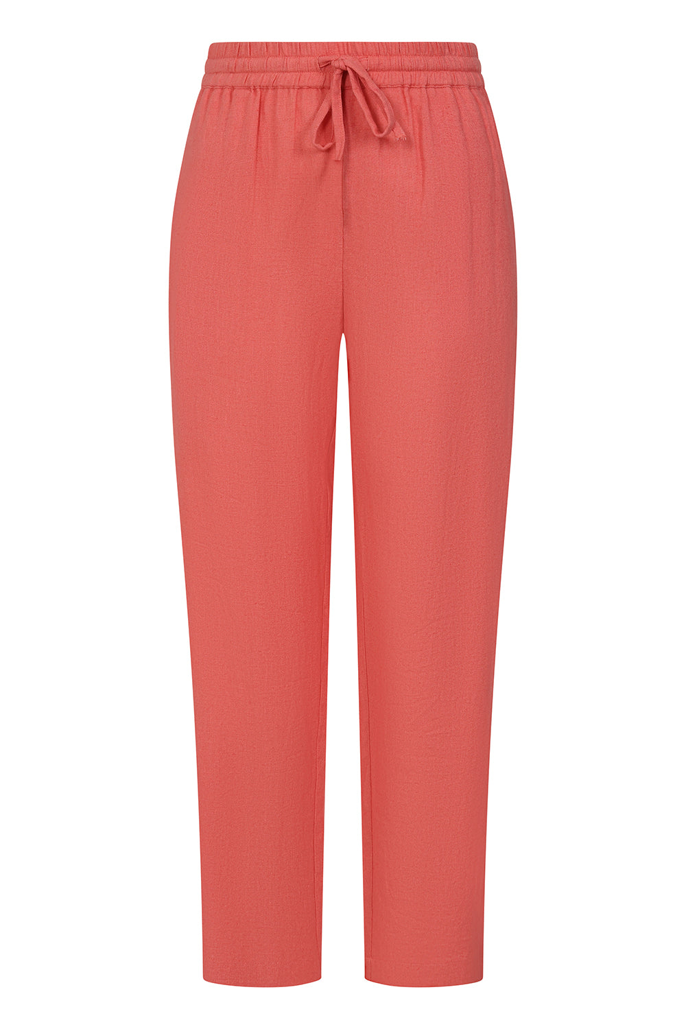 Buy Online Agnes Trousers Alice Collins - Coral-colored pants with a drawstring waist on a white background