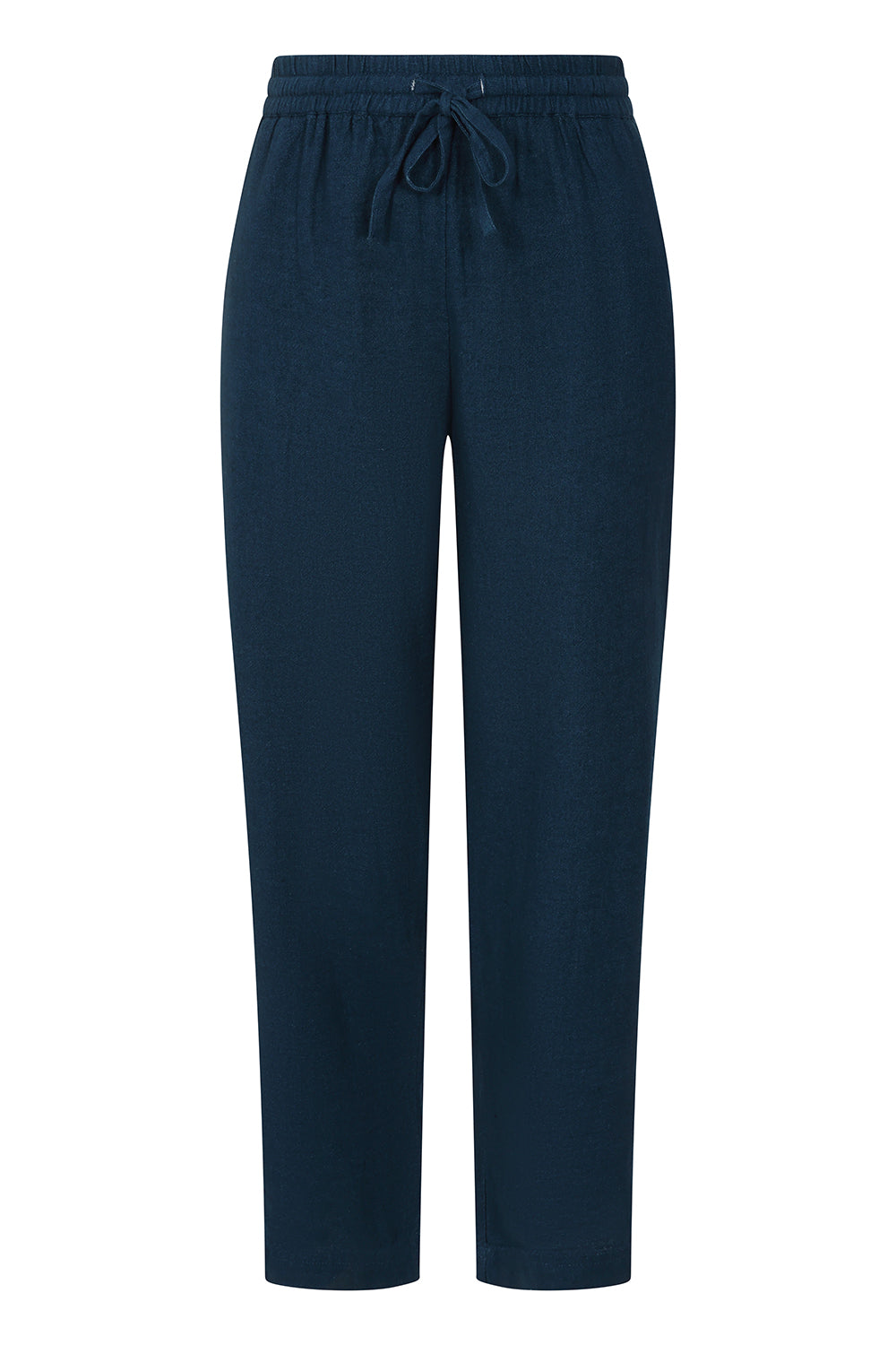 Buy Online Agnes Trousers Alice Collins - Navy blue pants with a drawstring on a white background