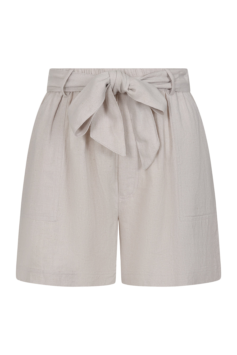 Buy Online Celine Shorts Alice Collins - Beige shorts with a tie waist on a white background