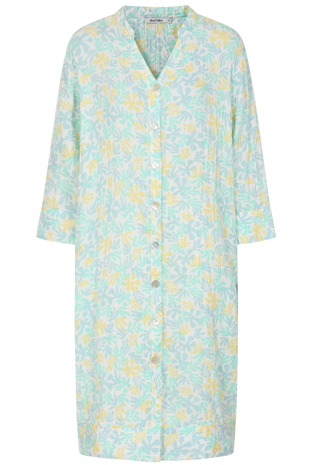 Judy Shirt Dress Buy Online Alice Collins -  Light blue nightshirt with yellow floral pattern