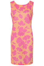 Buy Online Sleeveless Judy Dress Alice Collins - Floral dress with pink flowers on a yellow background
