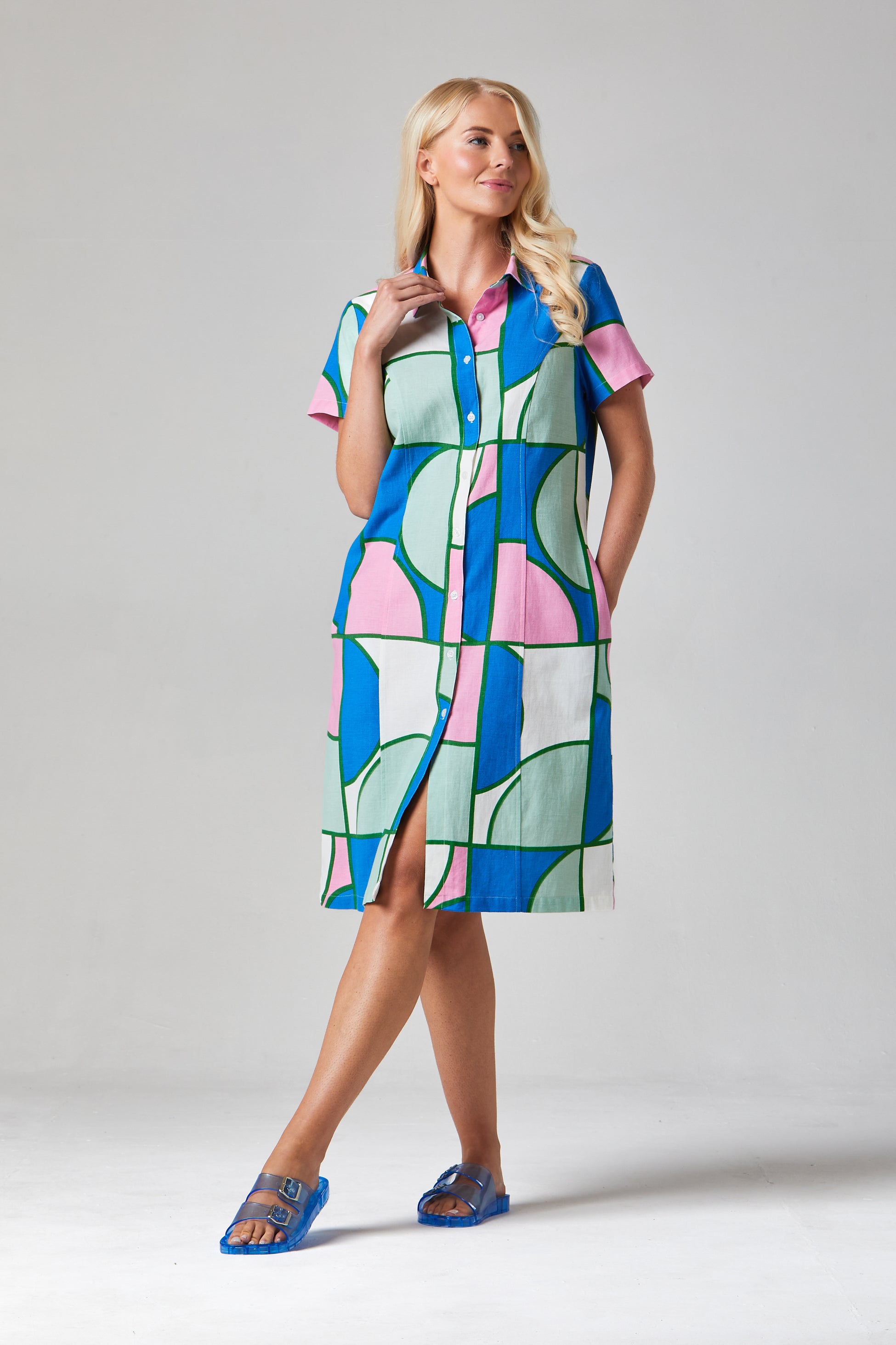 alice collins dress linen Alice Collins Kylie Dress Vetiver Khaki
