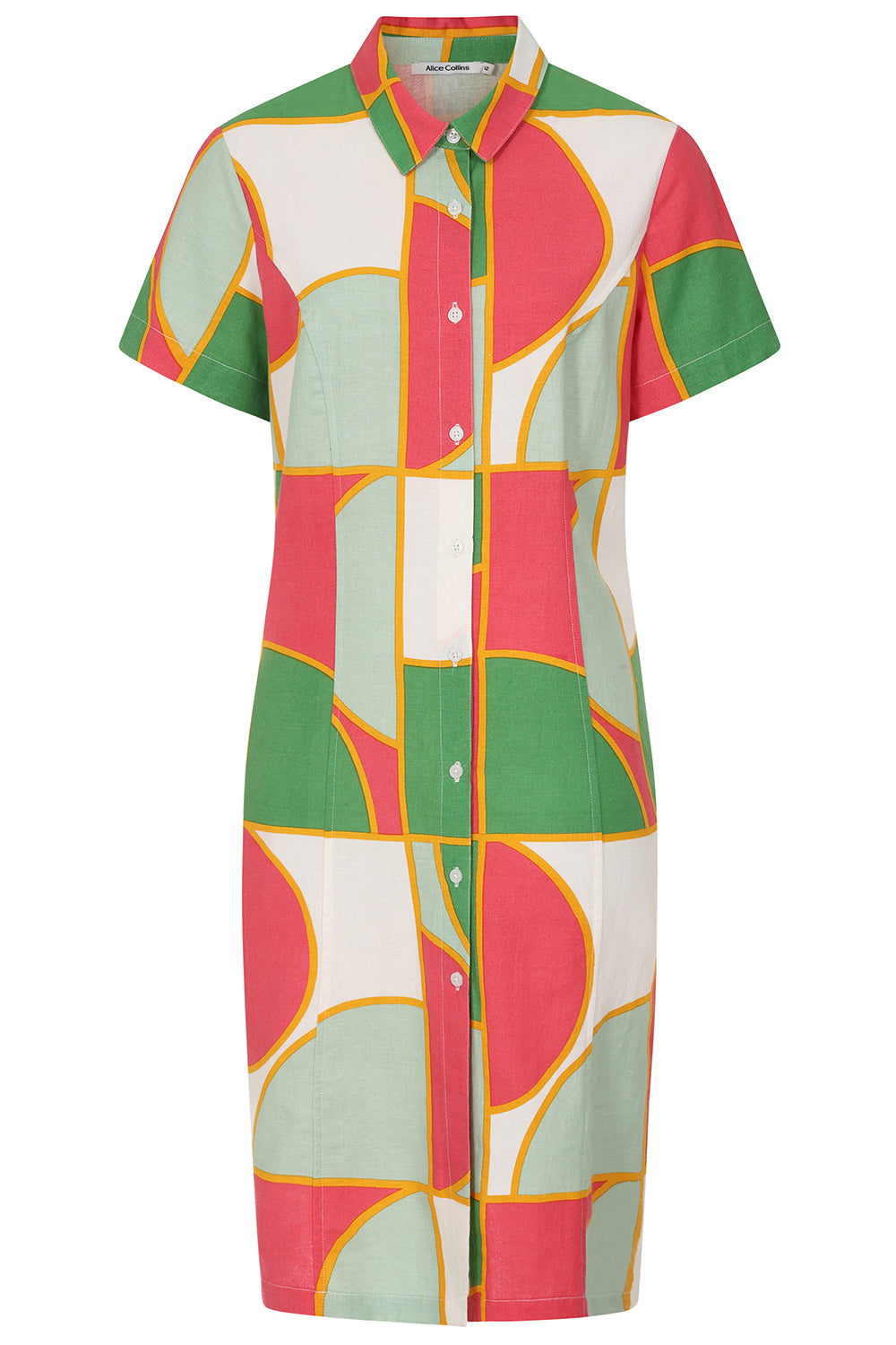 Buy Rosa Shirt Dress Online Alice Collins -  Colorful geometric patterned dress on a white background
