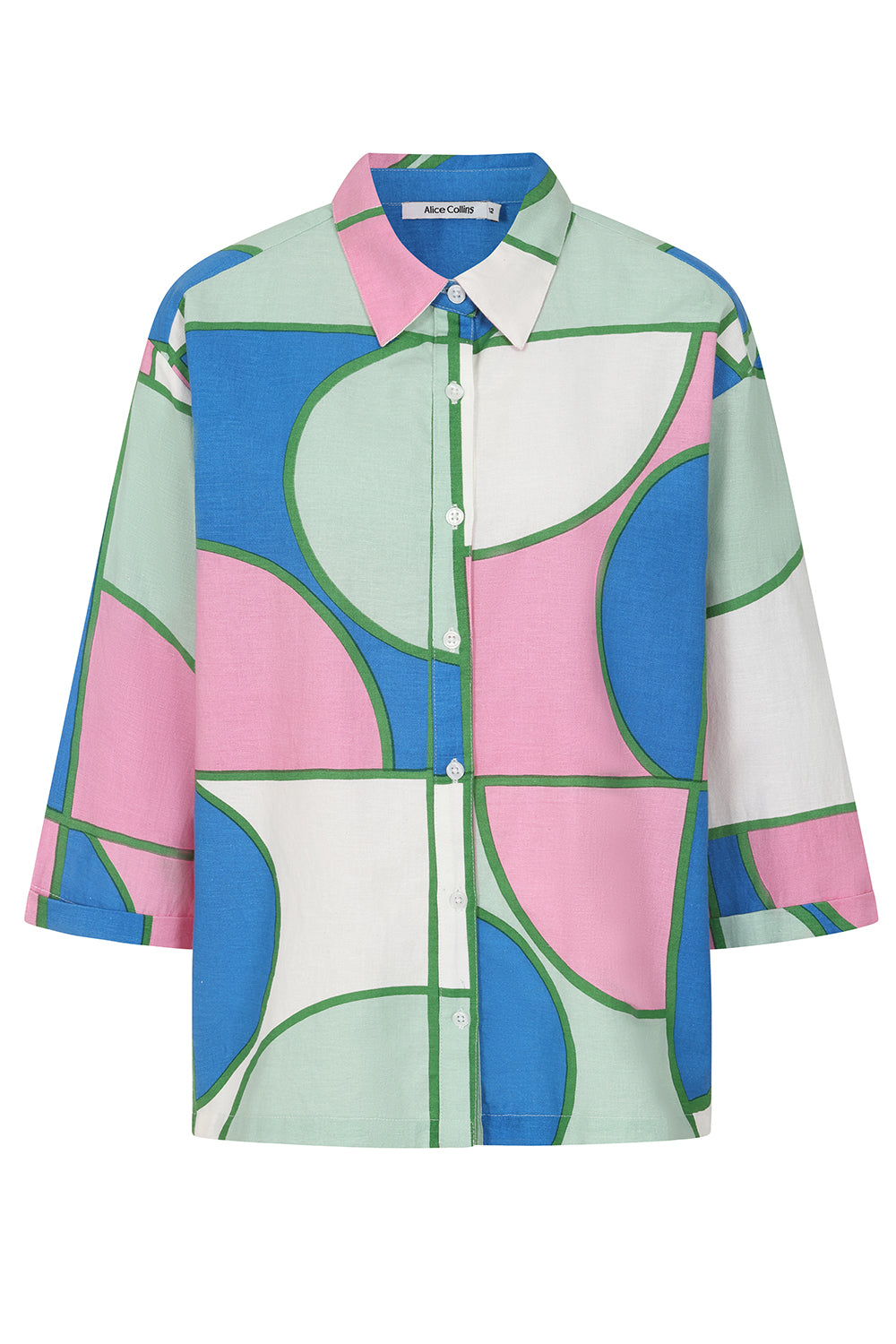Buy Rosa Shirt Online Alice Collins - Colorful geometric patterned shirt on a white background